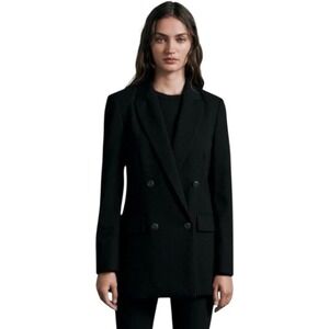 NWT Rag & Bone ICONS Andie Classic Fit Twill Wool‎ Blend Black Blazer Size 4